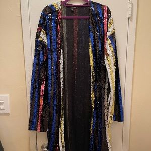 Long sequin open shawl